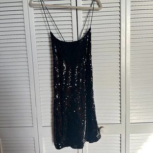 Mini Black sequence backless dress